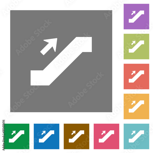 Escalator up sign square flat icons