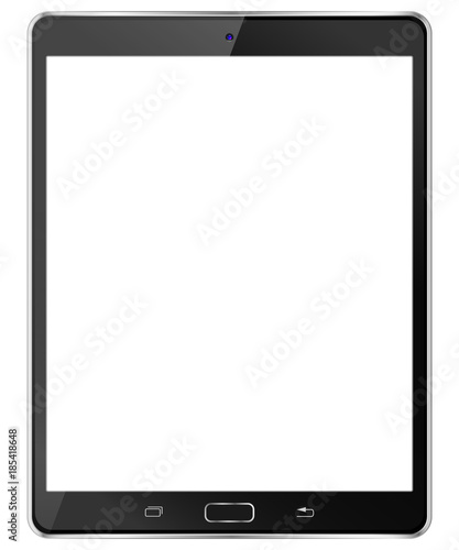 Tablet computer front view isolated in a white background