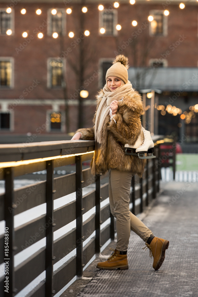 Blonde top fur coat