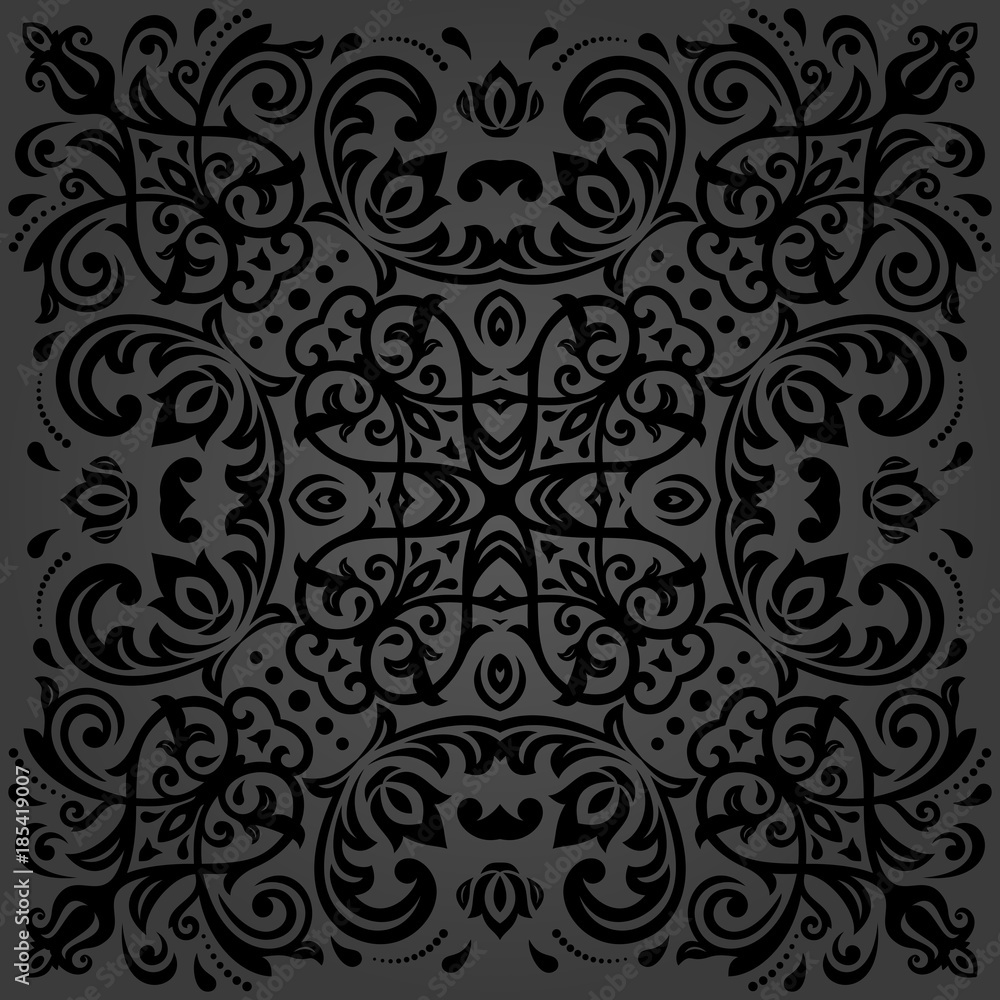 Elegant dark ornament in classic style. Abstract traditional pattern with oriental elements, Classic vintage pattern Elegant dark ornament in classic style. Abstract traditional pattern with oriental elements, Classic vintage pattern
