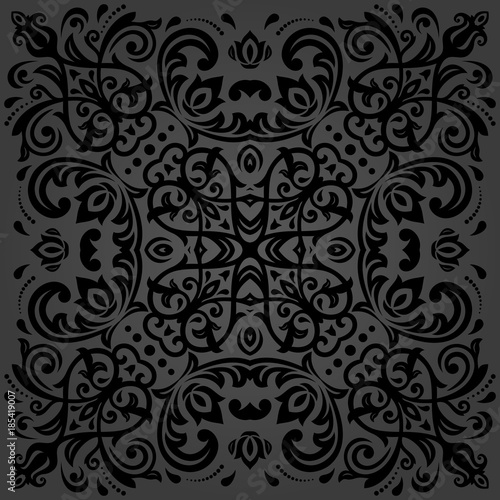 Elegant dark ornament in classic style. Abstract traditional pattern with oriental elements, Classic vintage pattern