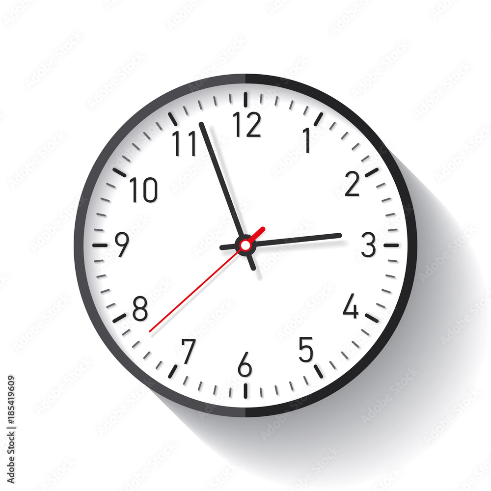 Clock icon in flat style, timer on white background. Business watch. Vector design element for you project Clock icon in flat style, timer on white background. Business watch. Vector design element for you project