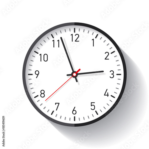 Clock icon in flat style, timer on white background. Business watch. Vector design element for you project