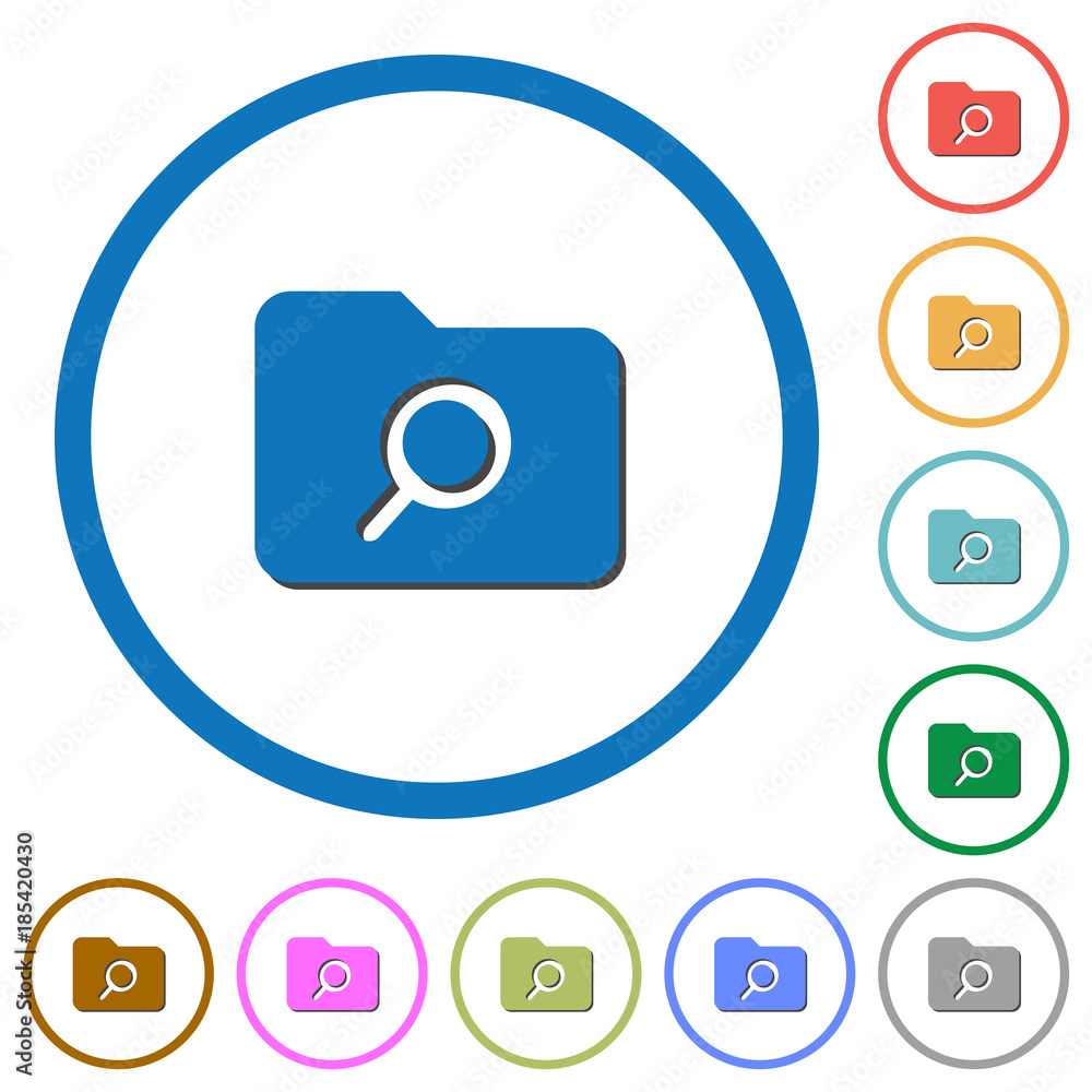Folder search icons with shadows and outlines Folder search icons with shadows and outlines