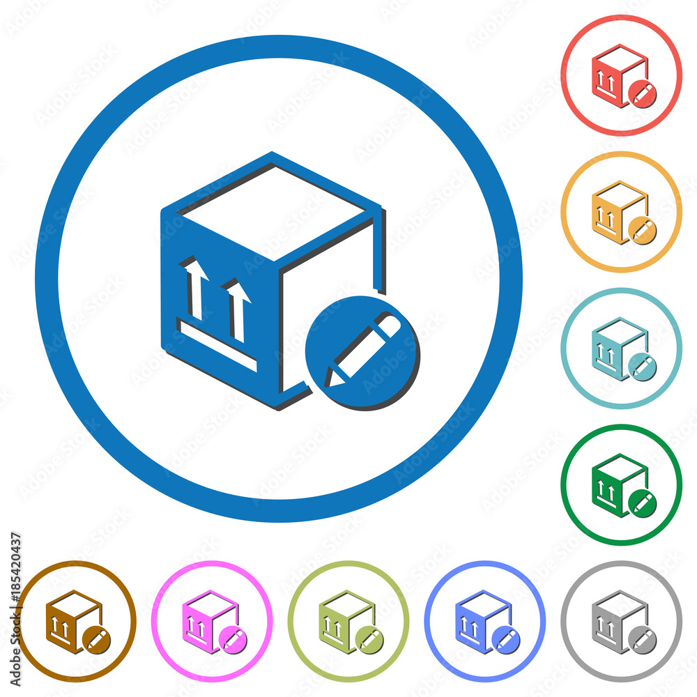 Package edit icons with shadows and outlines Package edit icons with shadows and outlines