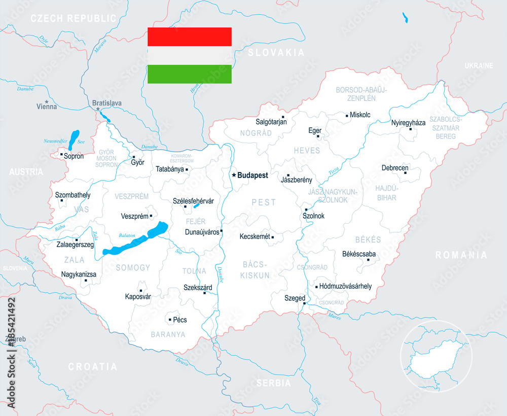 Hungary Map - detailed vector illustration