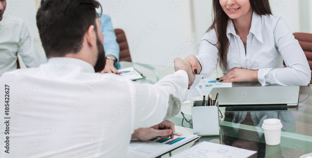 Fototapeta premium handshake Manager and the client after the signing of the financ