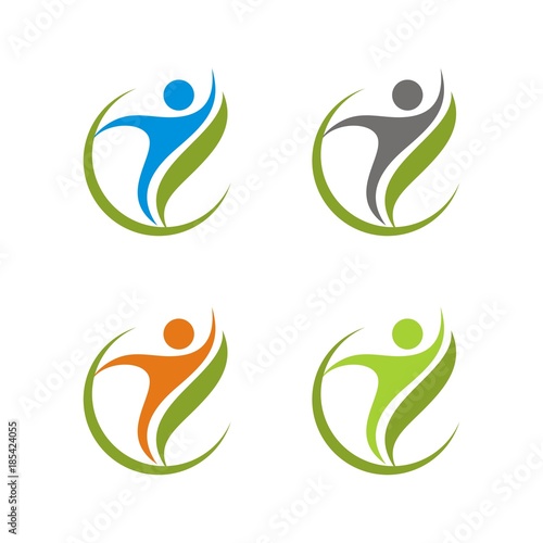 Stick human figure logo initial design template vector illustration