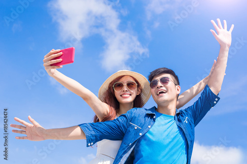 couple selfie happily