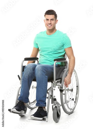 Young man in wheelchair on ...