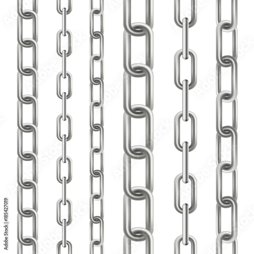 Creative vector illustration of metallic dangling chain links set isolated on background. Art design seamless metal. Abstract concept graphic element