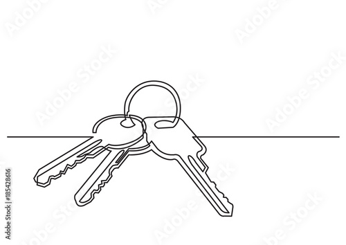 one line drawing of isolated vector object - keys