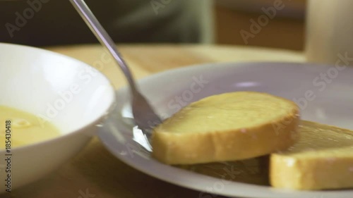 Preparing french toast for breakfast photo