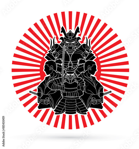 Samurai, Ready to fight composition designed on sunshine graphic vector