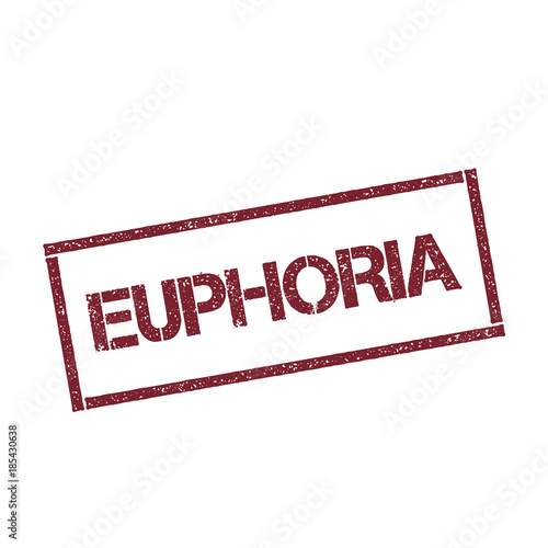 EUPHORIA rectangular stamp. Textured red seal with text isolated on white background, vector illustration.