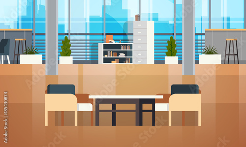 Empty Coworking Space Interior Modern Coworking Office Creative Workplace Space Flat Vector Illustration