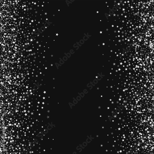Amazing falling stars. Scattered frame with amazing falling stars on black background. Interesting Vector illustration.