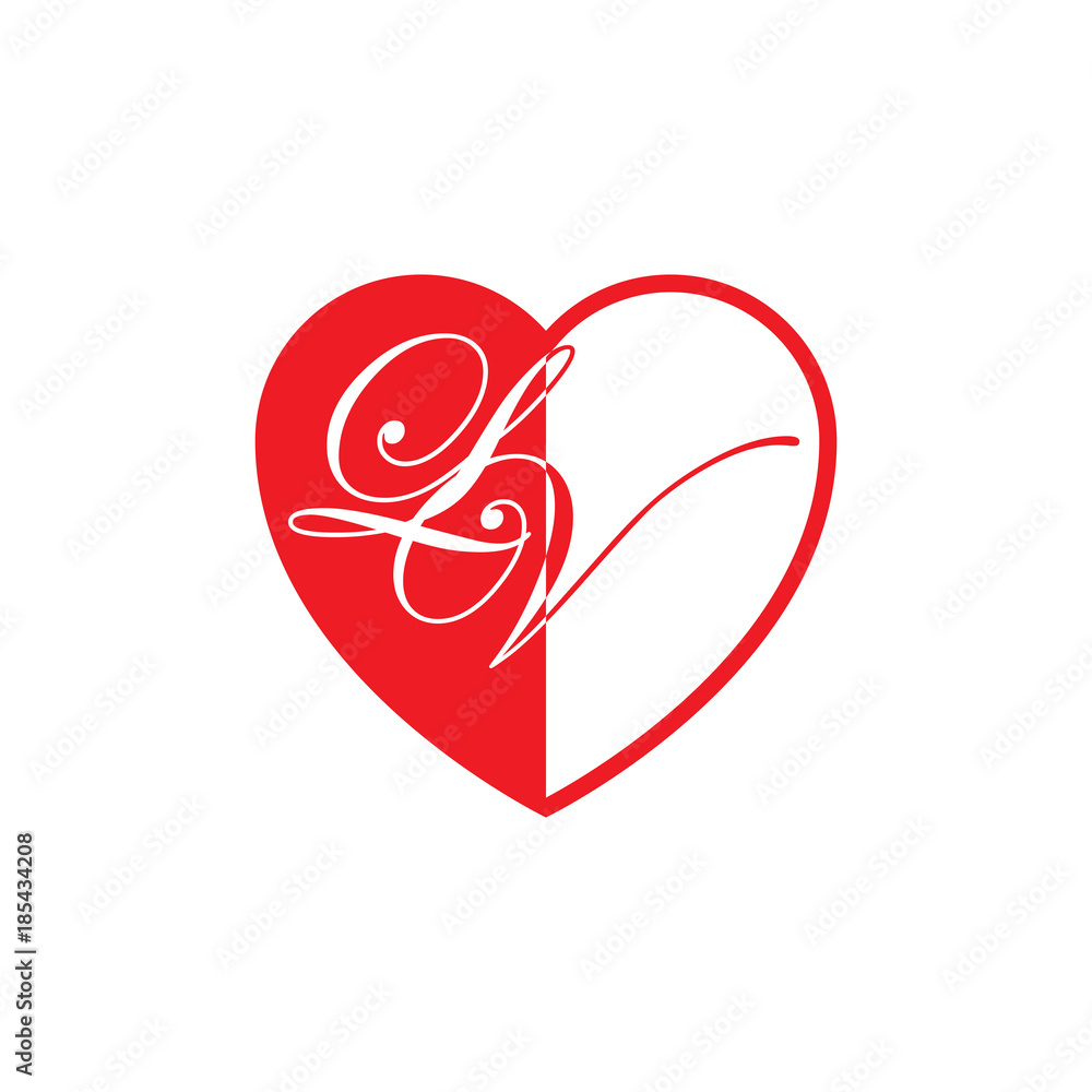 initial two letter love half shape initial two letter love half shape