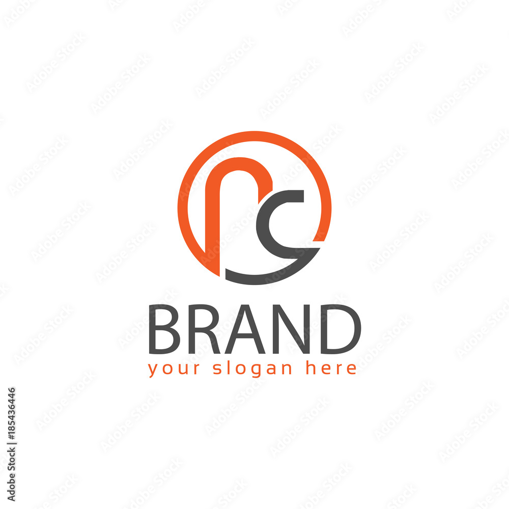 Letter NC, NC letter logo in circle. Flat logo design.