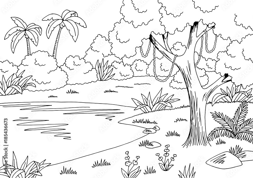 Jungle Black And White Clipart