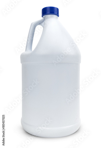 White Blank Plastic Bottle Isolated On White photo
