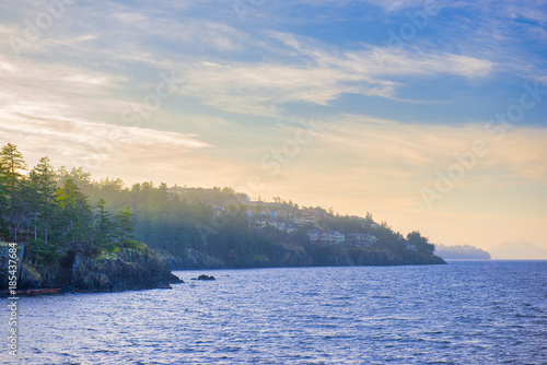 Ocean view from Neck Point park in Nanaimo at sunset, Vancouver Island photo