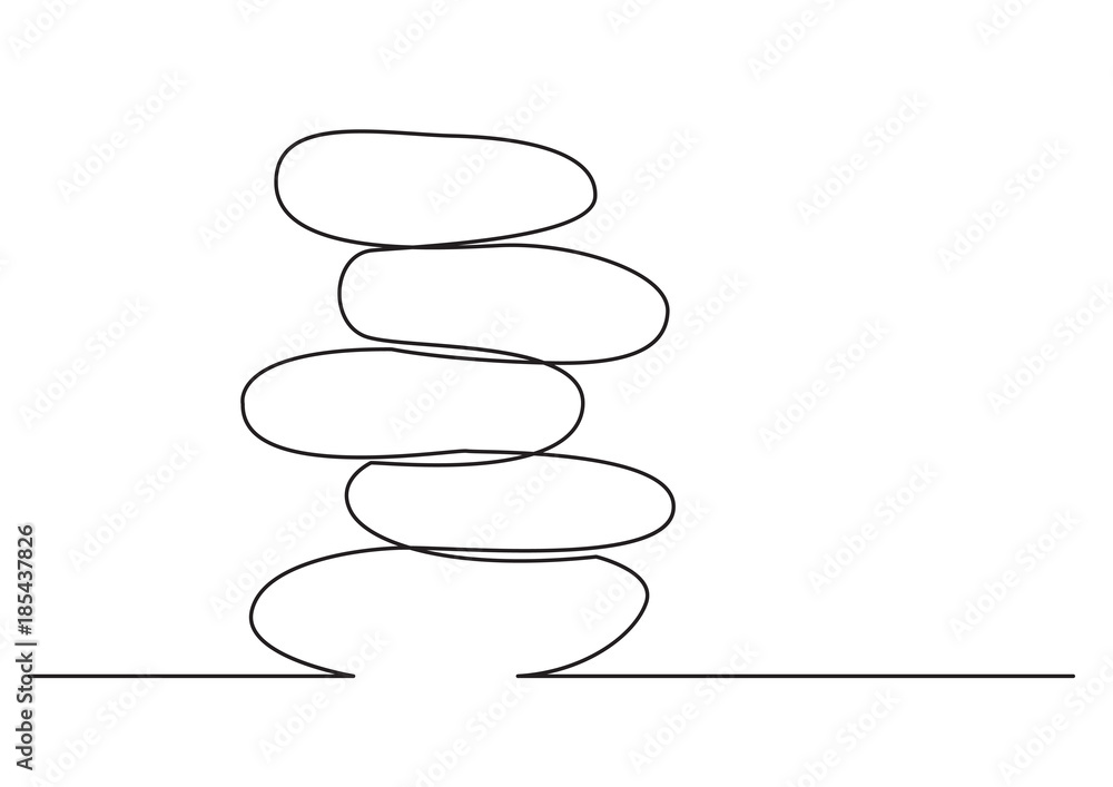 one line drawing of isolated vector object - rock balancing one line drawing of isolated vector object - rock balancing