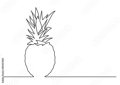 one line drawing of isolated vector object - pine apple
