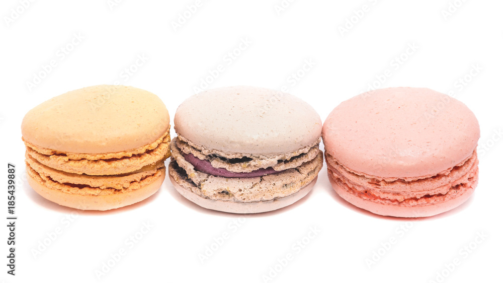 Appetizing cakes macaroons, isolate, close up Appetizing cakes macaroons, isolate, close up
