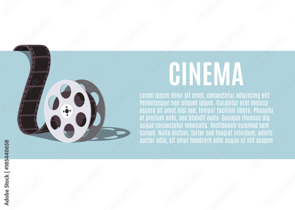 Fototapeta premium Old movie reel. Template for banner, flyer or poster. Vector illustration