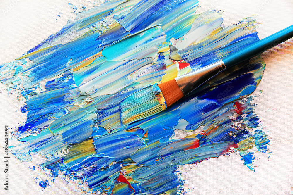 Fototapeta premium Closeup background of brush and palette.