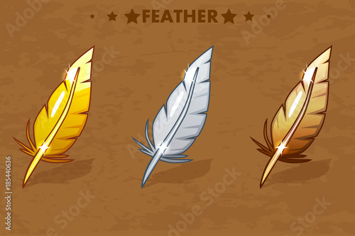 Gold, Silver and Bronze Feather Vector illustration