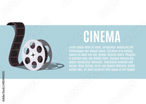 Old movie reel. Template for banner, flyer or poster. Vector illustration
