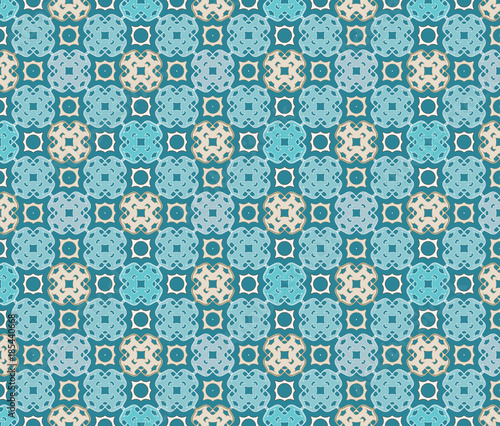 Arabesque ismalic blue seamless pattern. Vector illustration for your arabic background design