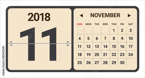 November 2018 calendar vector illustration