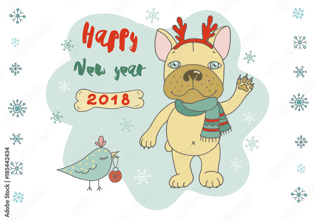 Fototapeta premium Cute bulldog in cartoon style