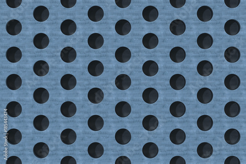 Plain blue wooden surface with cylindrical holes