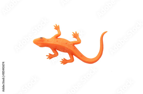 A toy orange lizard.