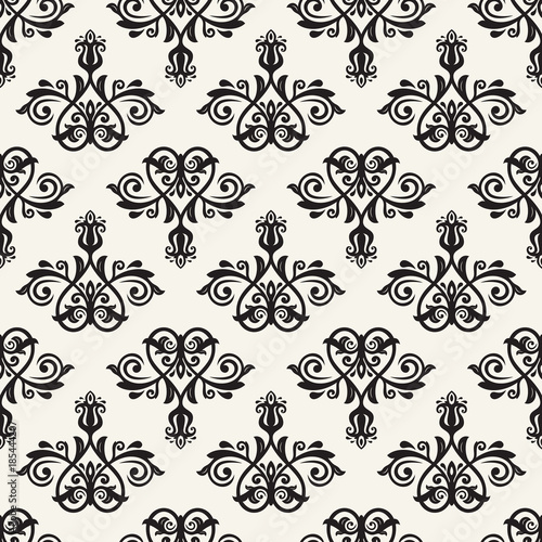 Classic seamless vector pattern. Damask orient black ornament. Classic vintage background