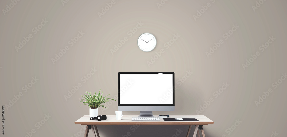 Desktop computer screen isolated. Modern creative workspace background.. Mockup Scene Creator Desktop computer screen isolated. Modern creative workspace background.. Mockup Scene Creator