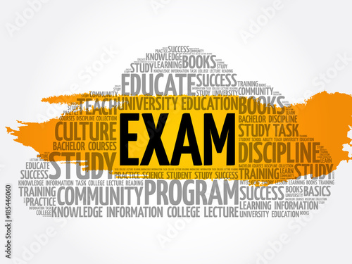 EXAM word cloud collage, education concept background