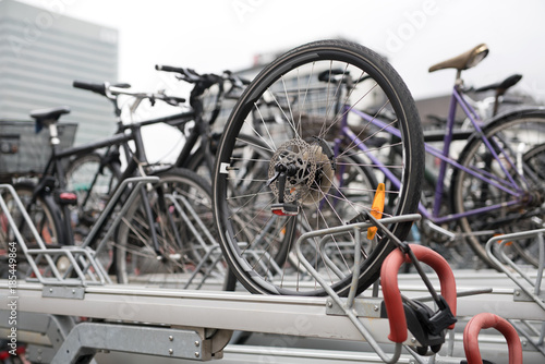 Many bicycles on parking