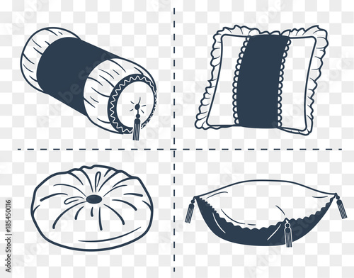 set icons  cushion  silhouette