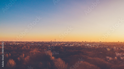 panoramic overview of berlin with tv tower and copy space in the sky