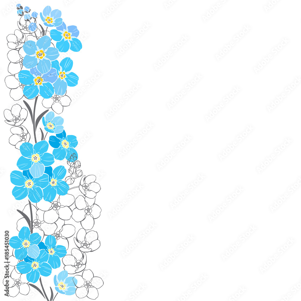 Floral background with forget-me-nots. Vector illustration with place for text . Can be used as greeting card, invitation or element for your design.