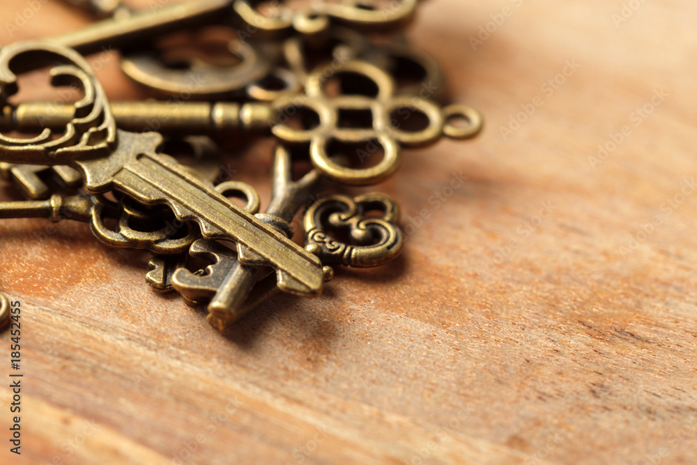 old key on wooden table old key on wooden table