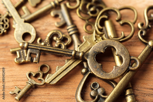 old key on wooden table