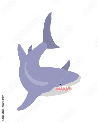 Great White Shark Cartoon Flat Vector Illustration