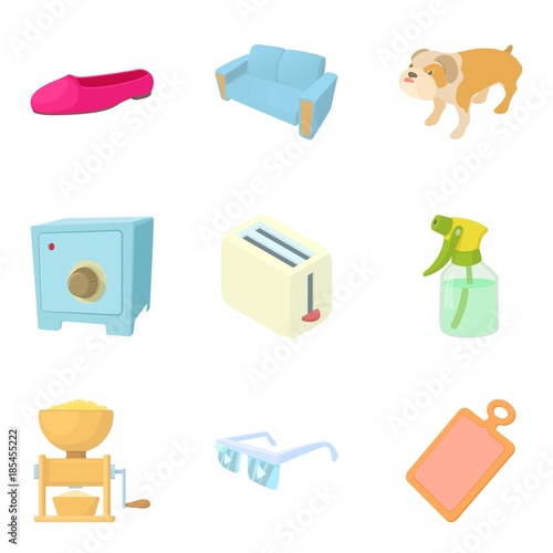 Excellent house icons set, cartoon style