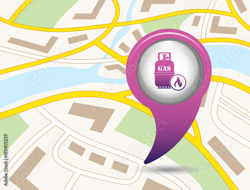 Camping stove with gas bottle icon vector